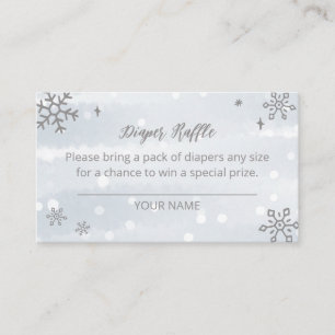 Cute Snowflakes Winter Baby shower Diaper Raffle Informatiekaartje