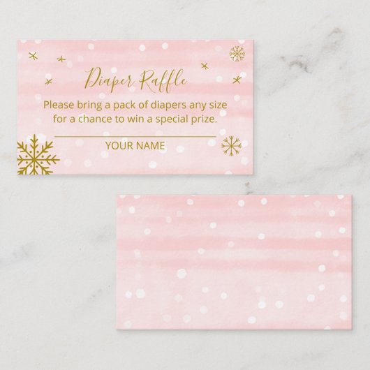 Cute Snowflakes Winter Baby shower Diaper Raffle Informatiekaartje (Voorkant / Achterkant)