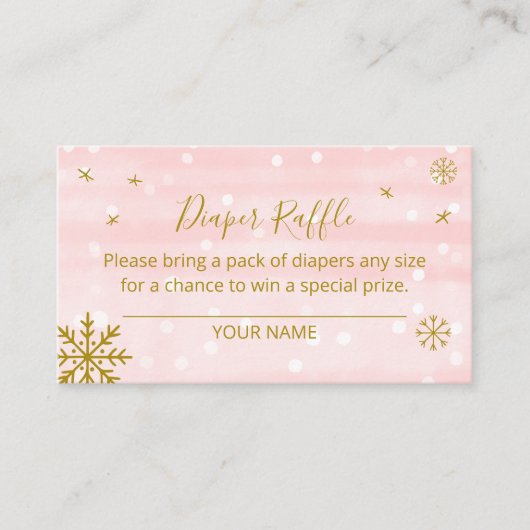 Cute Snowflakes Winter Baby shower Diaper Raffle Informatiekaartje (Voorkant)