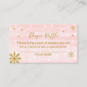 Cute Snowflakes Winter Baby shower Diaper Raffle Informatiekaartje