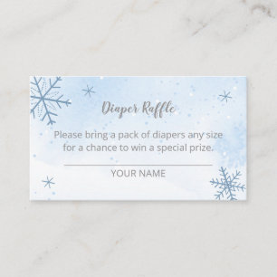 Cute Snowflakes Winter Baby shower Diaper Raffle Informatiekaartje