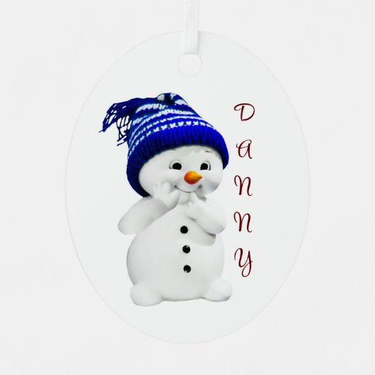 Cute Snowman 1-kerstversiering Metalen Ornament (Voorkant)