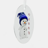 Cute Snowman 1-kerstversiering Metalen Ornament (Voorkant Rechts)