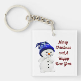 Cute Snowman AcrylSleutelhanger Sleutelhanger