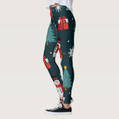 Cute Snowman and Christmas Tree Pattern Leggings (Gauche)