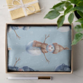 Cute Snowman Blue Snowy Background Christmas Tissuepapier (Geschenk)