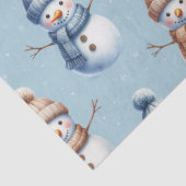 Cute Snowman Blue Snowy Background Christmas Tissuepapier (Detail)