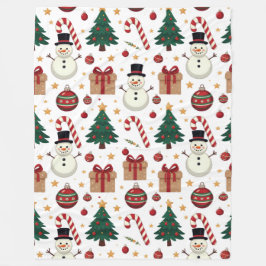 Cute Snowman & Candy Cane Christmas Throw Blanket  Fleece Deken