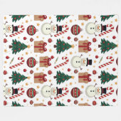 Cute Snowman & Candy Cane Christmas Throw Blanket  Fleece Deken (Voorkant (Horizontaal))