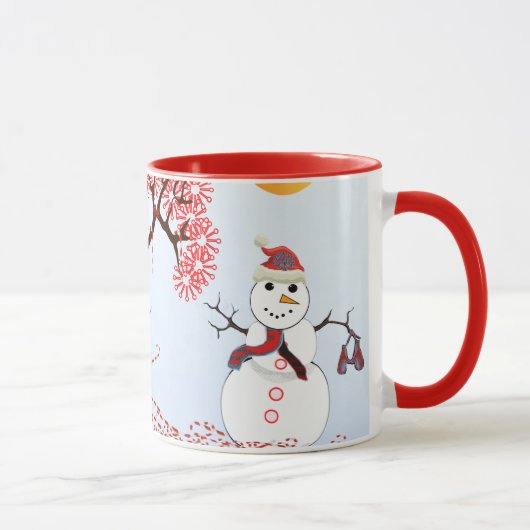 Cute Snowman Candy Cane Tree Mok (Rechts)