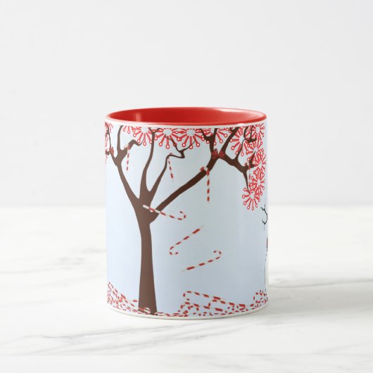Cute Snowman Candy Cane Tree Mok (Midden)