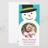 Cute Snowman Carte photo de vacances (Devant / Derrière)