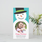 Cute Snowman Carte photo de vacances (Debout devant)