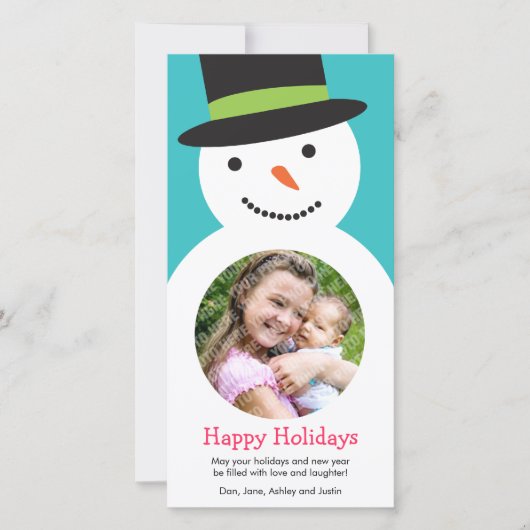 Cute Snowman Carte photo de vacances (Devant)