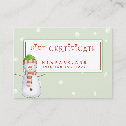 Cute Snowman - Certificat cadeau de Noël (Devant)