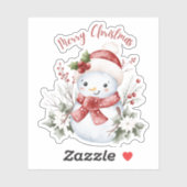 Cute Snowman Christmas Custom-Cut Vinyl Sticker (Feuille)