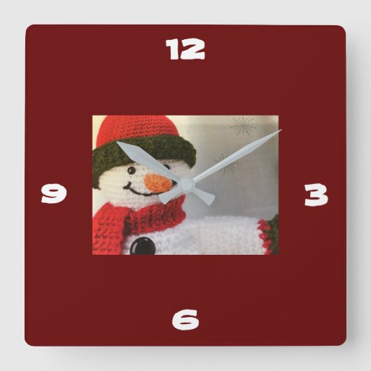 **CUTE SNOWMAN** CLOCK VIERKANTE KLOK (Voorkant)