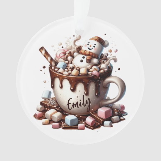 Cute Snowman Cocoa Design  Ornament (voorkant)