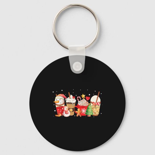 Cute Snowman Coffee Lover Latte Gingerbread Funny Sleutelhanger (Voorkant)