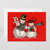 Cute Snowman Couple Feestdagenkaart (Voorkant / Achterkant)
