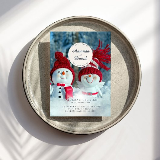 Cute Snowman Couple hiver Mariage Invitation