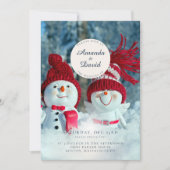 Cute Snowman Couple hiver Mariage Invitation (Devant)