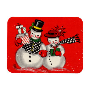 Cute Snowman Couple Magneet