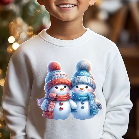 Cute Snowman Couple Winter Illustration T-Shirt