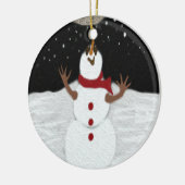 Cute Snowman die de maan schilderen Keramisch Ornament (Links)