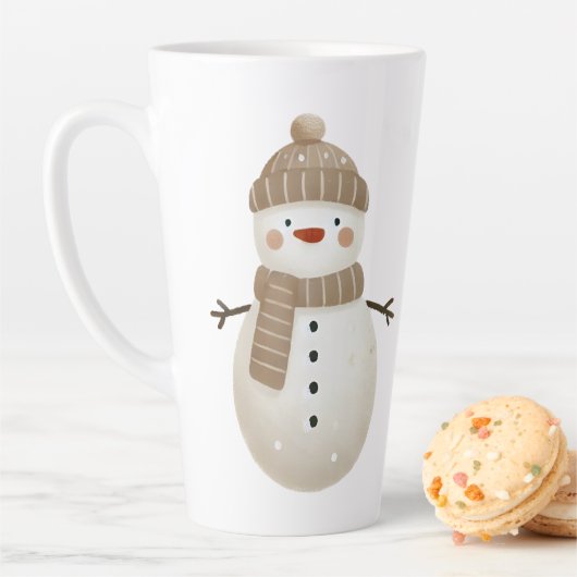 Cute Snowman Drawing Name Christmas Latte Mok (In situ)