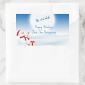 Cute Snowman en Santa Rectangular Sticker (Tas)