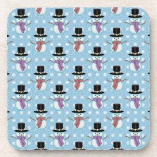 Cute Snowman en Snowflakes Pattern Bier Onderzetter