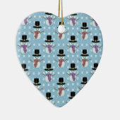Cute Snowman en Snowflakes Pattern Keramisch Ornament (Rechts)