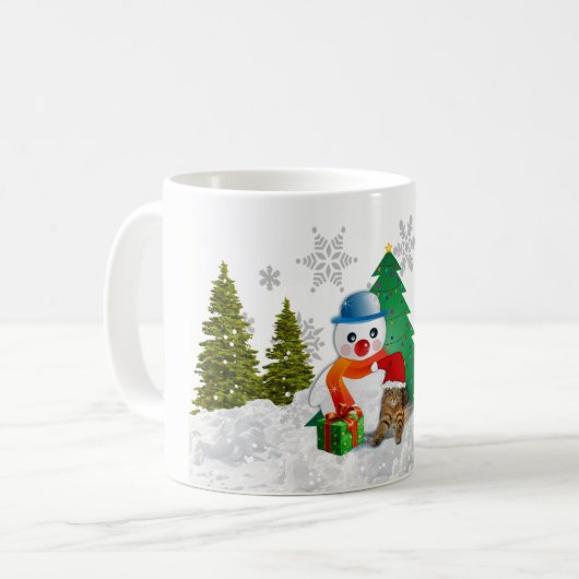 Cute Snowman et Christmas Tree Coffee Mug (Devant gauche)