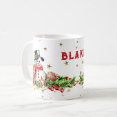 Cute Snowman Étoiles Nom personnalisé Mug de Noël (Devant gauche)