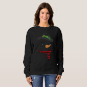 Cute Snowman Face Buffalo Red Plaid Fun Winter Sno Trui (Voorkant volledig)