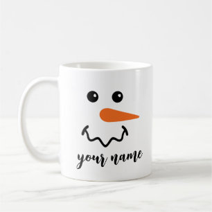 Cute Snowman Face Gepersonaliseerd Name Koffiemok