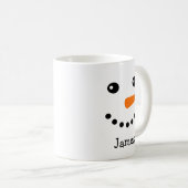 Cute Snowman Face Nom personnalisé Mug (Devant droit)