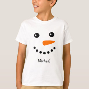 Cute Snowman Face Personalized Name T-Shirt