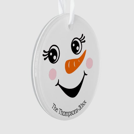 Cute Snowman Face Personalized Ornament (voorkant)
