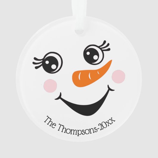 Cute Snowman Face Personalized Ornament (achterkant)