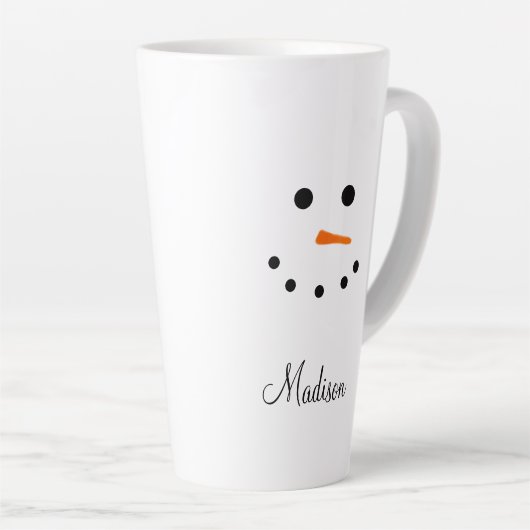 Cute Snowman Face White Kerstmis op persoonlijke t Latte Mok (Rechterhoek)