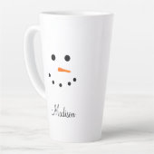 Cute Snowman Face White Kerstmis op persoonlijke t Latte Mok (Linkerhoek)