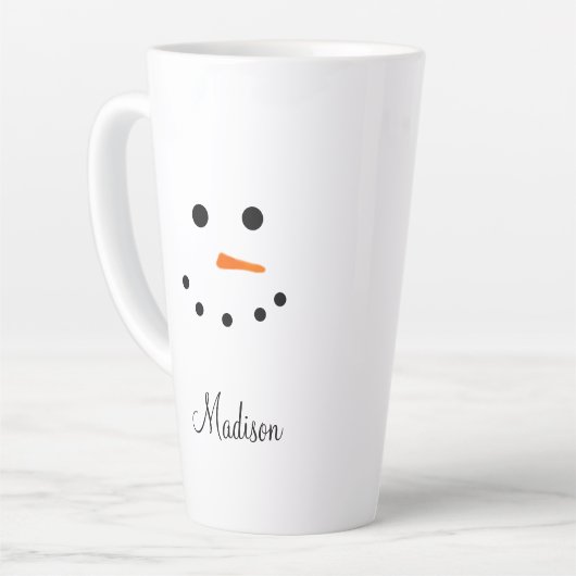 Cute Snowman Face White Kerstmis op persoonlijke t Latte Mok (Linkerhoek)