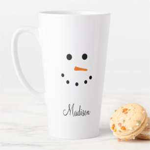 Cute Snowman Face White Kerstmis op persoonlijke t Latte Mok