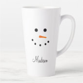 Cute Snowman Face White Kerstmis op persoonlijke t Latte Mok (Rechts)