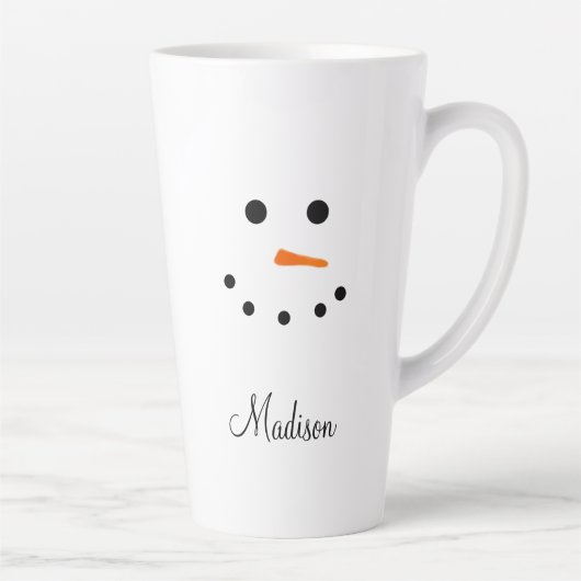 Cute Snowman Face White Kerstmis op persoonlijke t Latte Mok (Rechts)