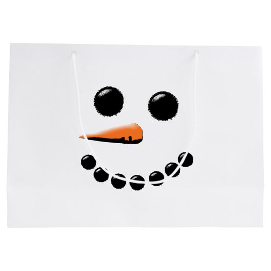 Cute Snowman Face Winter Holiday Snowmen Xmas Groot Cadeauzakje (Achterkant)