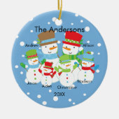 Cute Snowman Familie van 6 kerstversiering Keramisch Ornament (Voorkant)