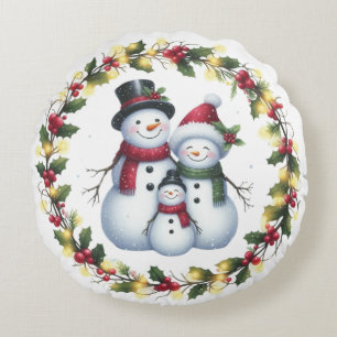 Cute Snowman Famille Coussin de Noël